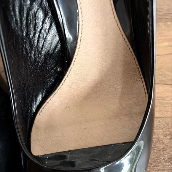 GUCCI Patent Leather Slingback Heels Sz 8.5 / EU 38.5 Black Peep Toe Classic Box - Picture 8 of 11